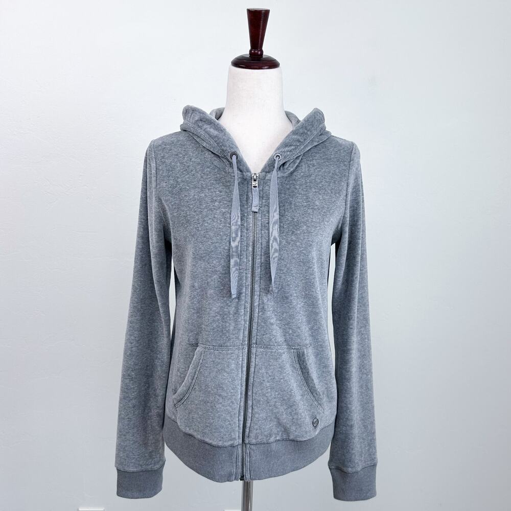 Hollister Y2K Twilightcore Bella Swan Grey Velour Zip Front Hoodie Jacket LARGE